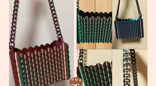 3D printed Blob Bag handbag with chain strap