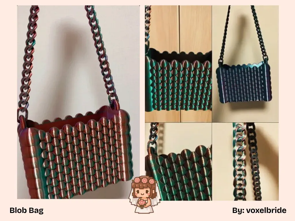 3D printed Blob Bag handbag with chain strap
