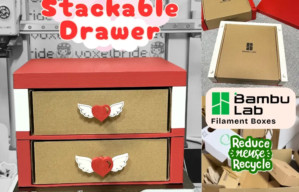 Valentine's themed Bambu Lab filament box drawer