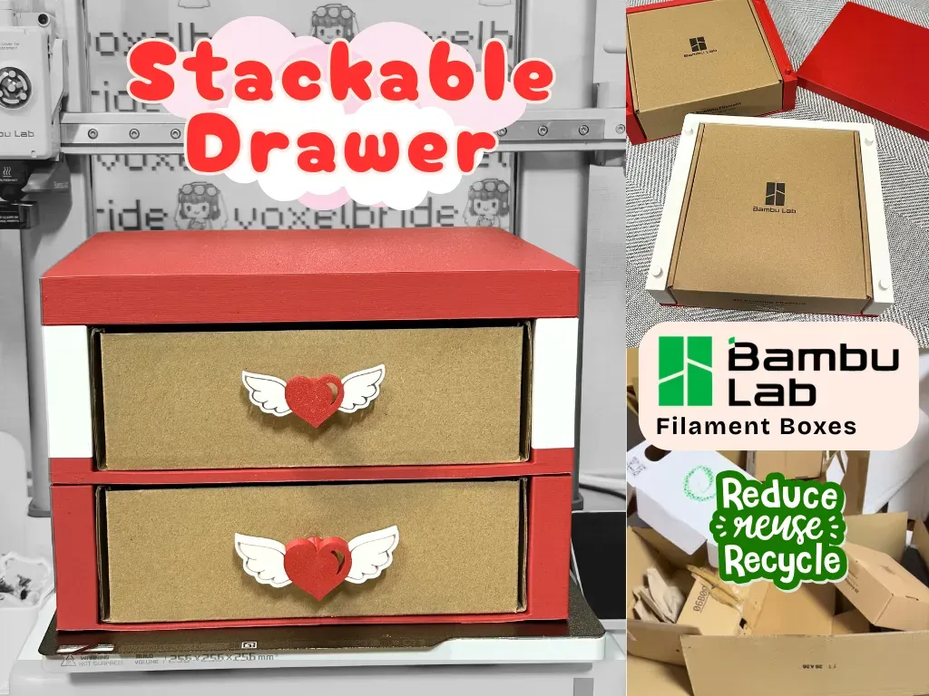 Valentine's themed Bambu Lab filament box drawer