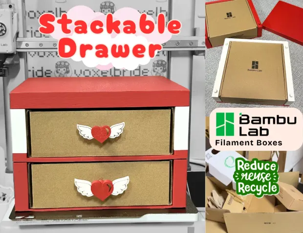 Valentine's themed Bambu Lab filament box drawer