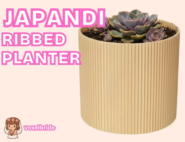 Minimalist ribbed Japandi-style planter