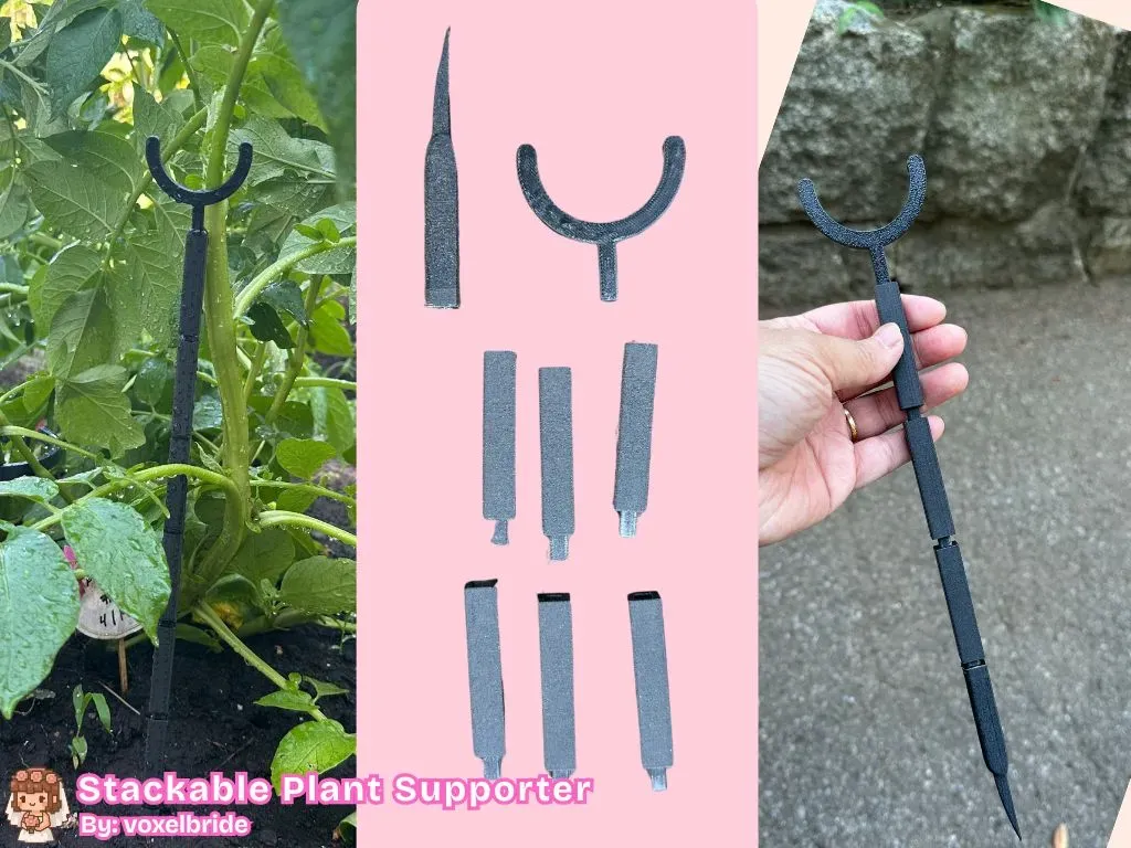 Stackable 3D printed plant supporter stakes