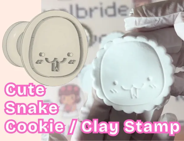 Snake-shaped cookie cutter and clay stamp