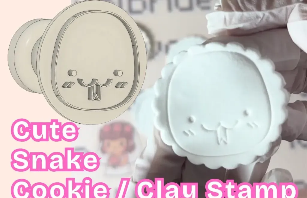 Snake-shaped cookie cutter and clay stamp