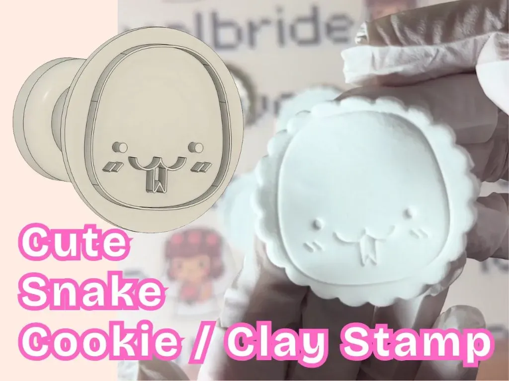 Snake-shaped cookie cutter and clay stamp