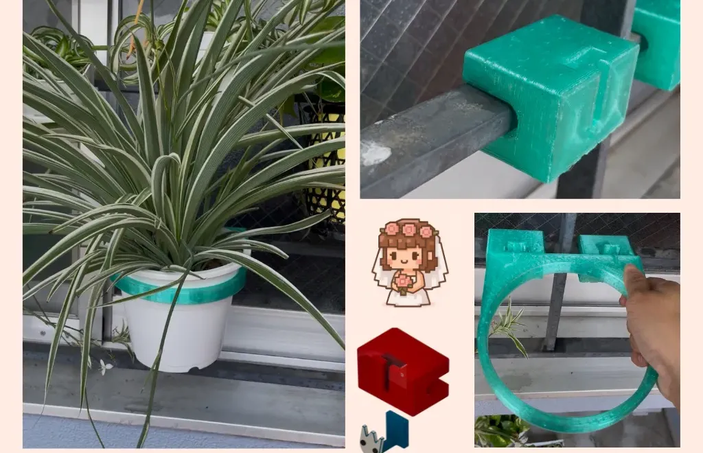 Window bar clip with detachable planter holder and hook